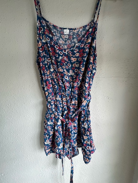 Pants - Blue Floral Spaghetti Strap Romper